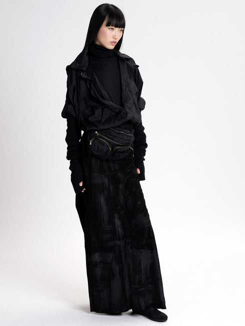 Silk Hooded Bodysuit black